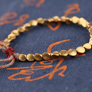 Hand Braided Copper Bead Bracelet