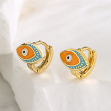 Load image into Gallery viewer, Small Mini Evil Eye Earrings - Orange
