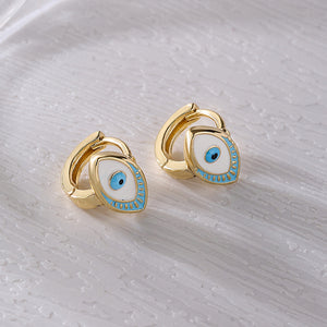 Small Mini Evil Eye Earrings - Light Blue