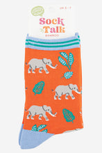 Load image into Gallery viewer, Women's Bamboo Socks - Orange Elephants