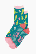 Load image into Gallery viewer, Women's Bamboo Socks - Ring Necked Parakeet - Teal