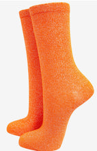 Load image into Gallery viewer, Women&#39;s Cotton All Over Glitter Ankle Sock in Orange
