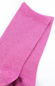 Women's Cotton All Over Glitter Ankle Sock in Hot Pink