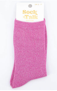 Women's Cotton All Over Glitter Ankle Sock in Hot Pink