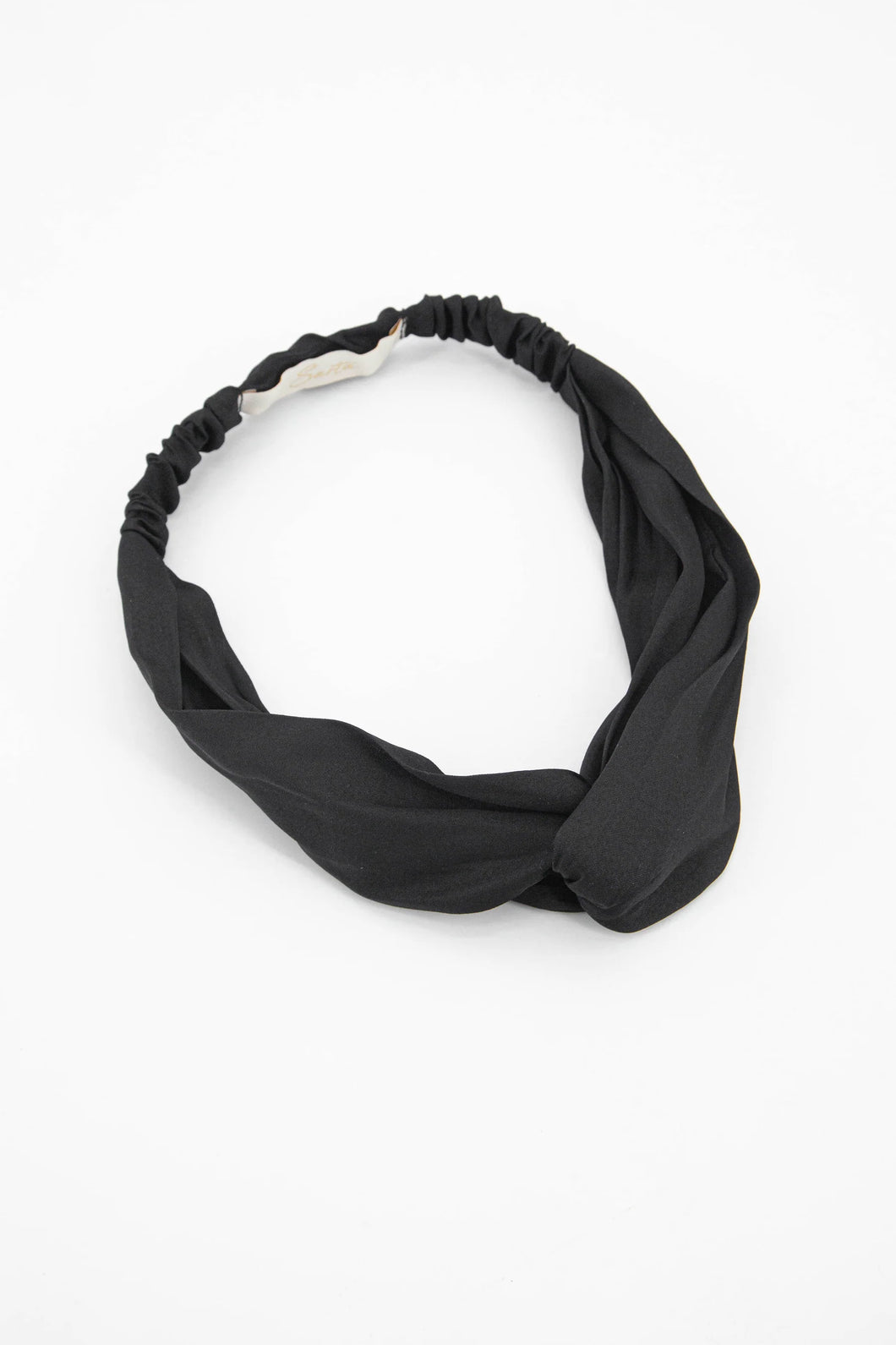 Plain Silk Textured Headband in Black