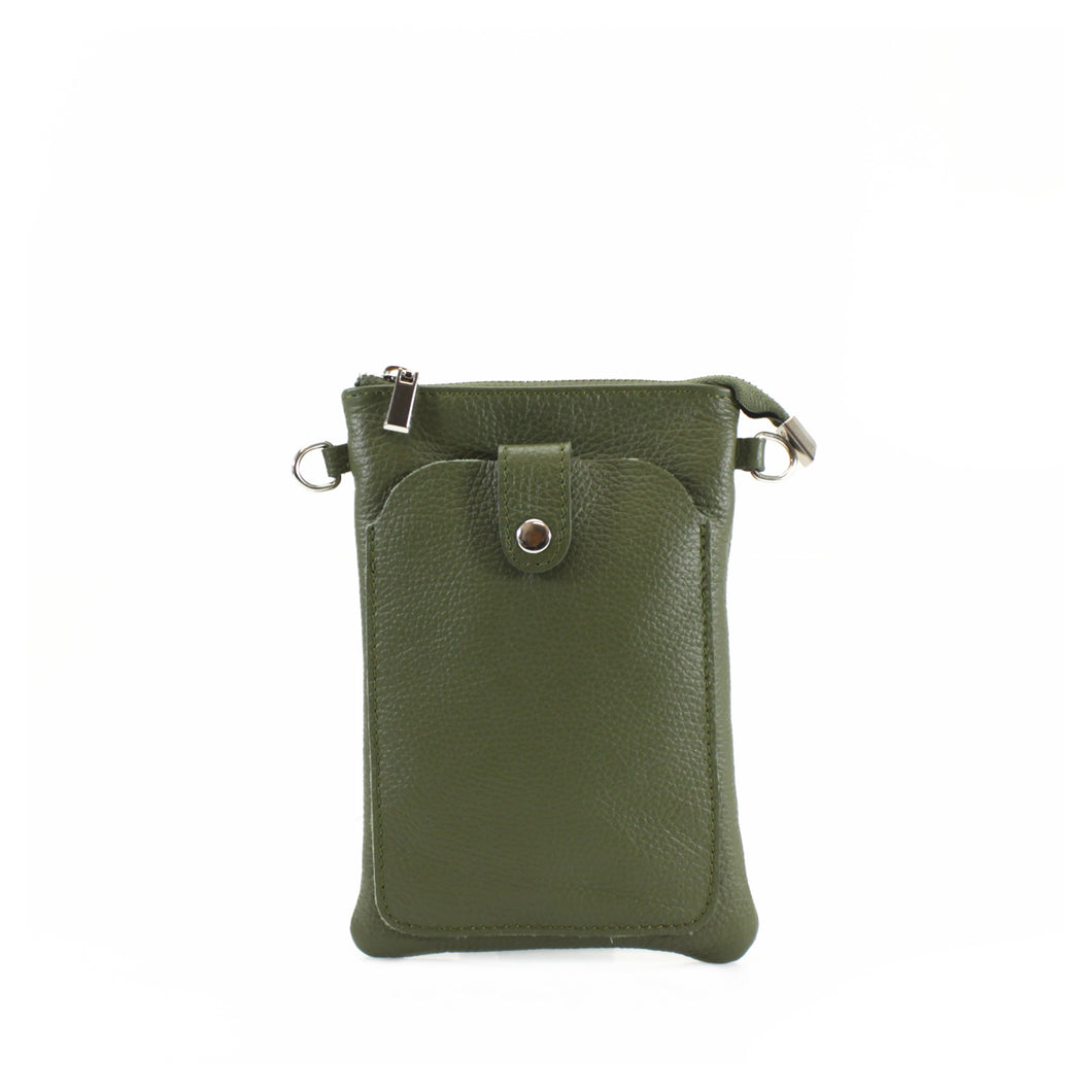 Leather Mini Shoulder Bag - Dark Green