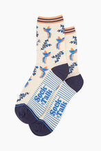 Load image into Gallery viewer, Women's Bamboo Socks - Cream Hummingbird Floral