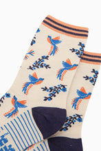 Load image into Gallery viewer, Women's Bamboo Socks - Cream Hummingbird Floral