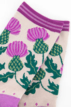 Load image into Gallery viewer, Women's Bamboo Socks - Purple/Green Scottish Thistle