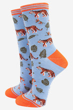 Load image into Gallery viewer, Women&#39;s Bamboo Socks - Blue Tiger
