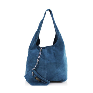 Suede Shoulder Bag - Blue