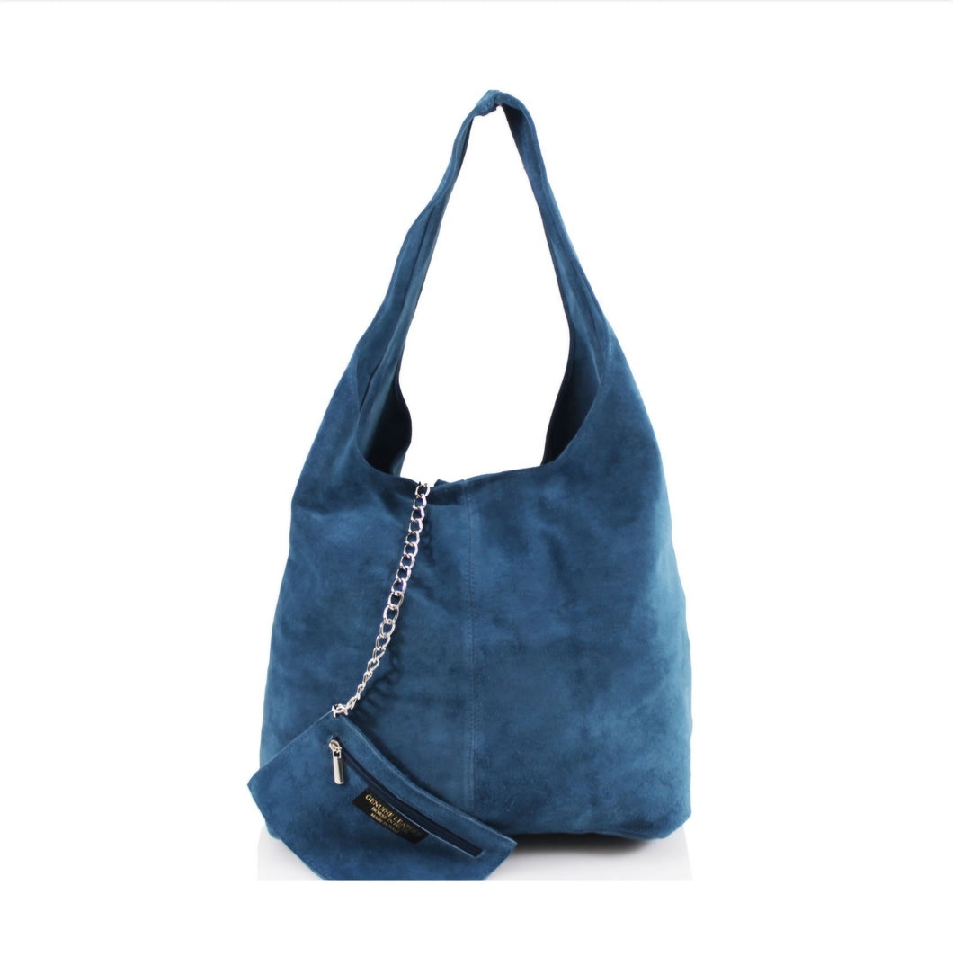 Suede Shoulder Bag - Blue
