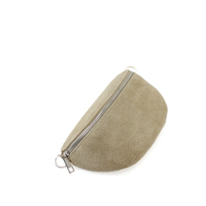 Suede Leather Sling Bag - Beige