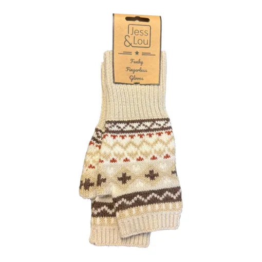 Beige Nordic Fingerless Glove/Wrist Warmer