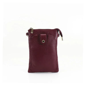 Leather Mini Shoulder Bag - Bergundy