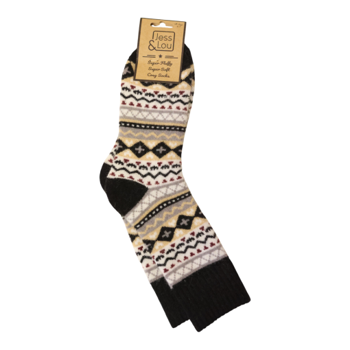 Ladies - Nordic Pattern Ribbed - Black
