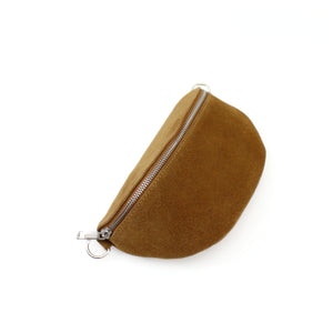 Suede Leather Sling Bag - Brown