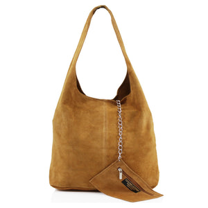 Suede Shoulder Bag - Camel