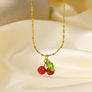 Cherry Pendant Necklace in Gold