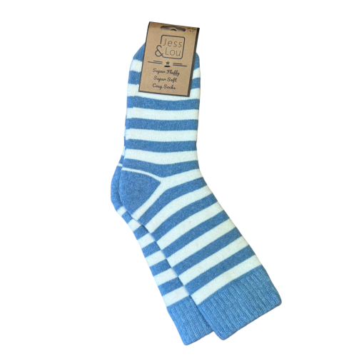 Ladies - Cornflower Stripe Cosy Socks