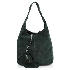 Suede Shoulder Bag - Dark Green