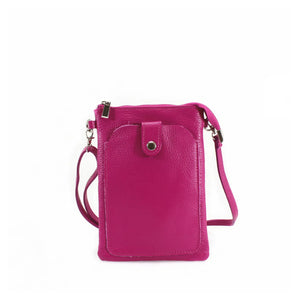 Leather Mini Shoulder Bag - Fuchsia