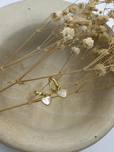 Load image into Gallery viewer, Heart Charm Huggie in Mother of Pearl &amp; Gold
