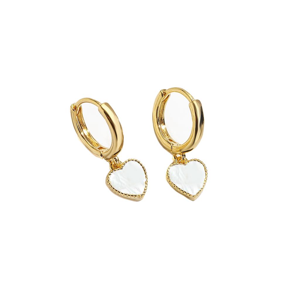 Heart Charm Huggie in Mother of Pearl & Gold