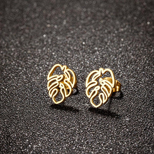 Open Palm Leaf Earring in Gold