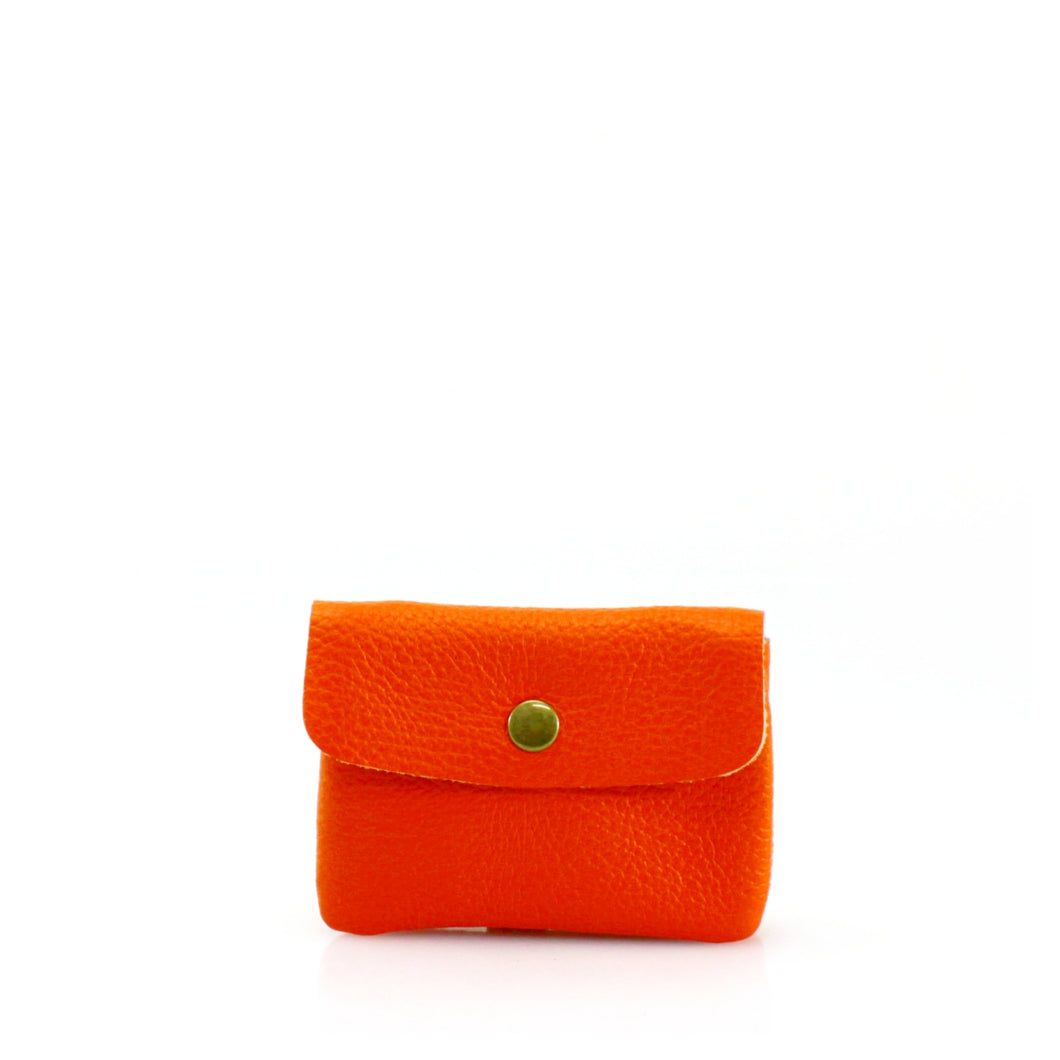 Leather Coin Holder - Orange