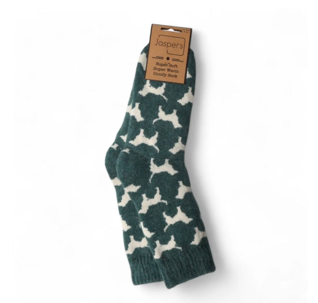Men's Green Dashing Dogs Super Cosy Socks