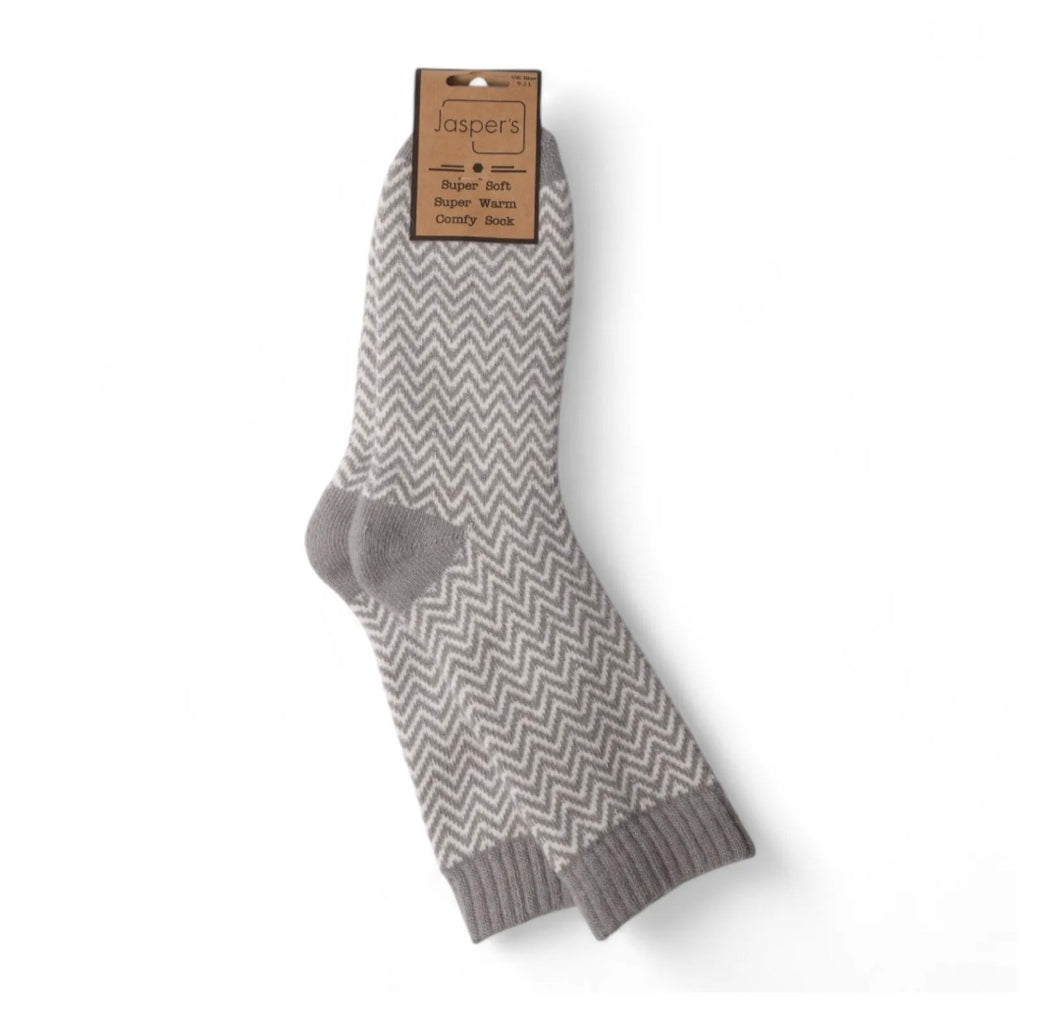 Men's Grey Herringbone Super Cosy Socks