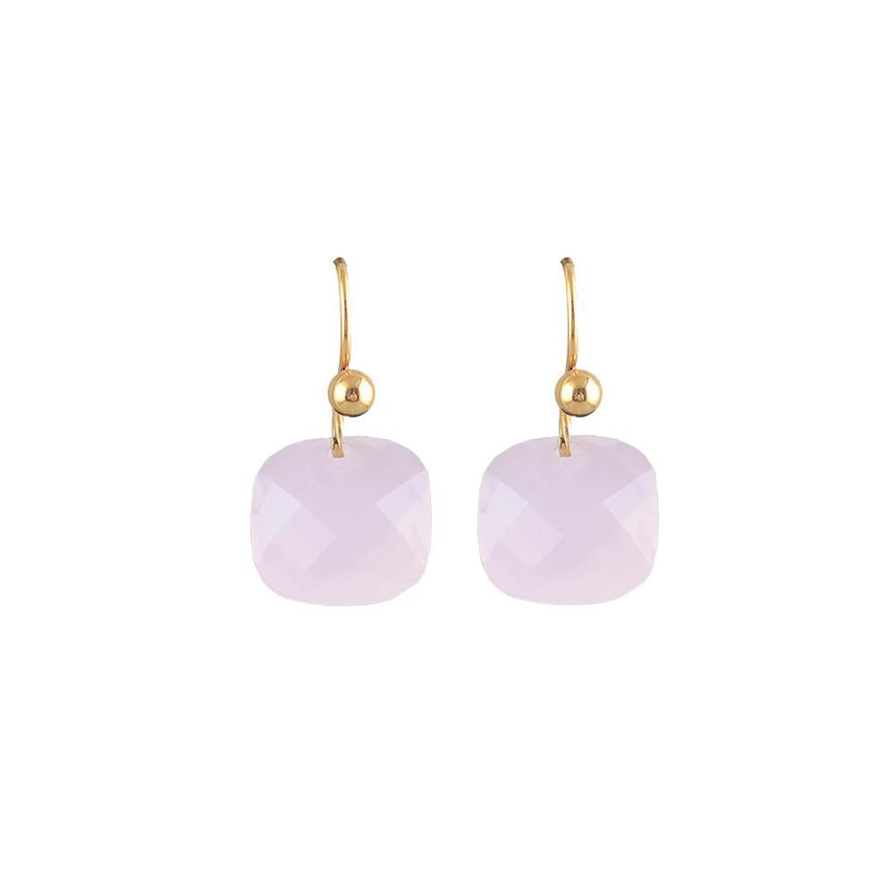 Faceted Natural Stone Earring in Rose